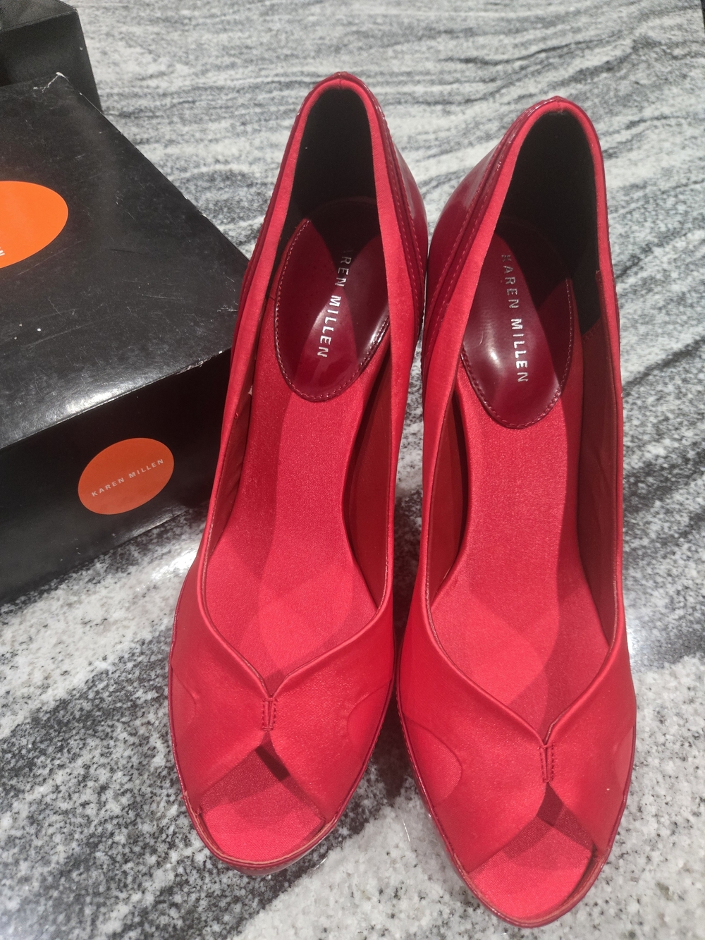 Karen Millen Red Peep-Toe Pumps